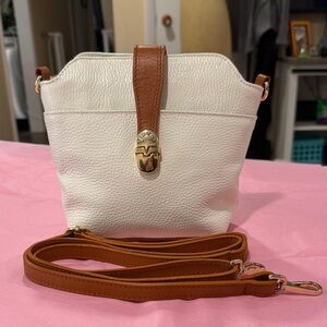 Valentina White Leather Small Crossbody Bag